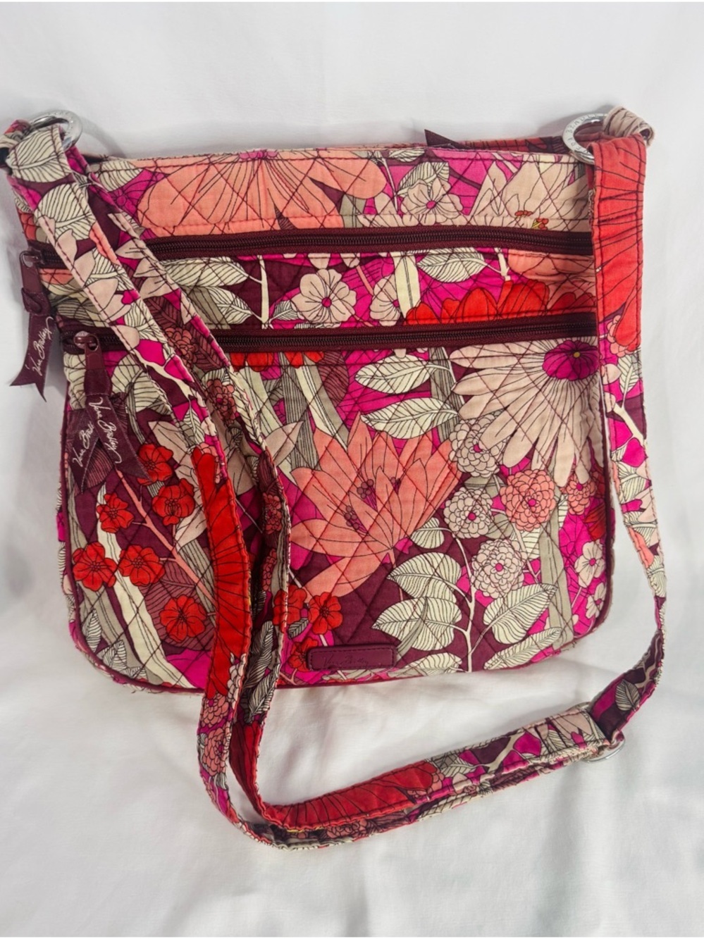 Vera Bradley Triple Zip Hipster Crossbody Bohemian Blooms Retired Floral - Picture 3 of 12